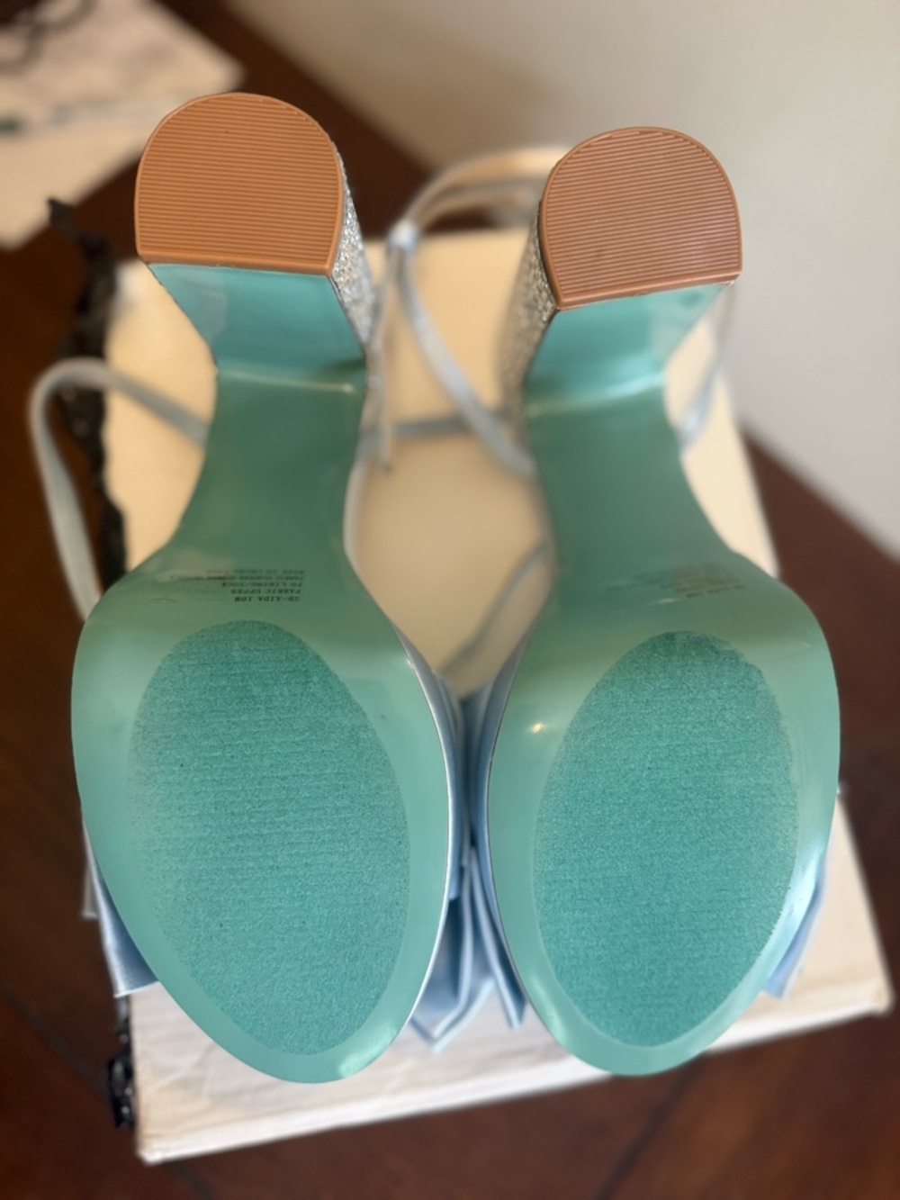 Betsey Johnson SB Aida mirrored heel Blue  Sandals with Bow NEW 10 - Picture 7 of 9